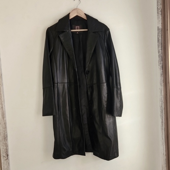 Anne Klein Jackets & Blazers - Black Leather Trench Coat